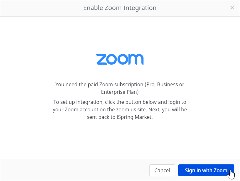 Enable Zoom integration window Enable Zoom integration window