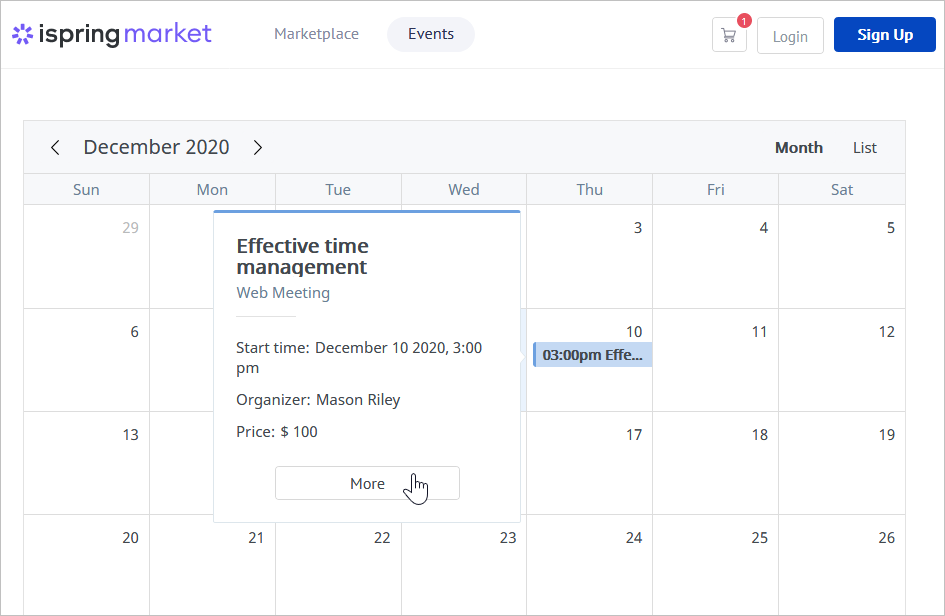 iSpring Market events calendar iSpring Market events calendar